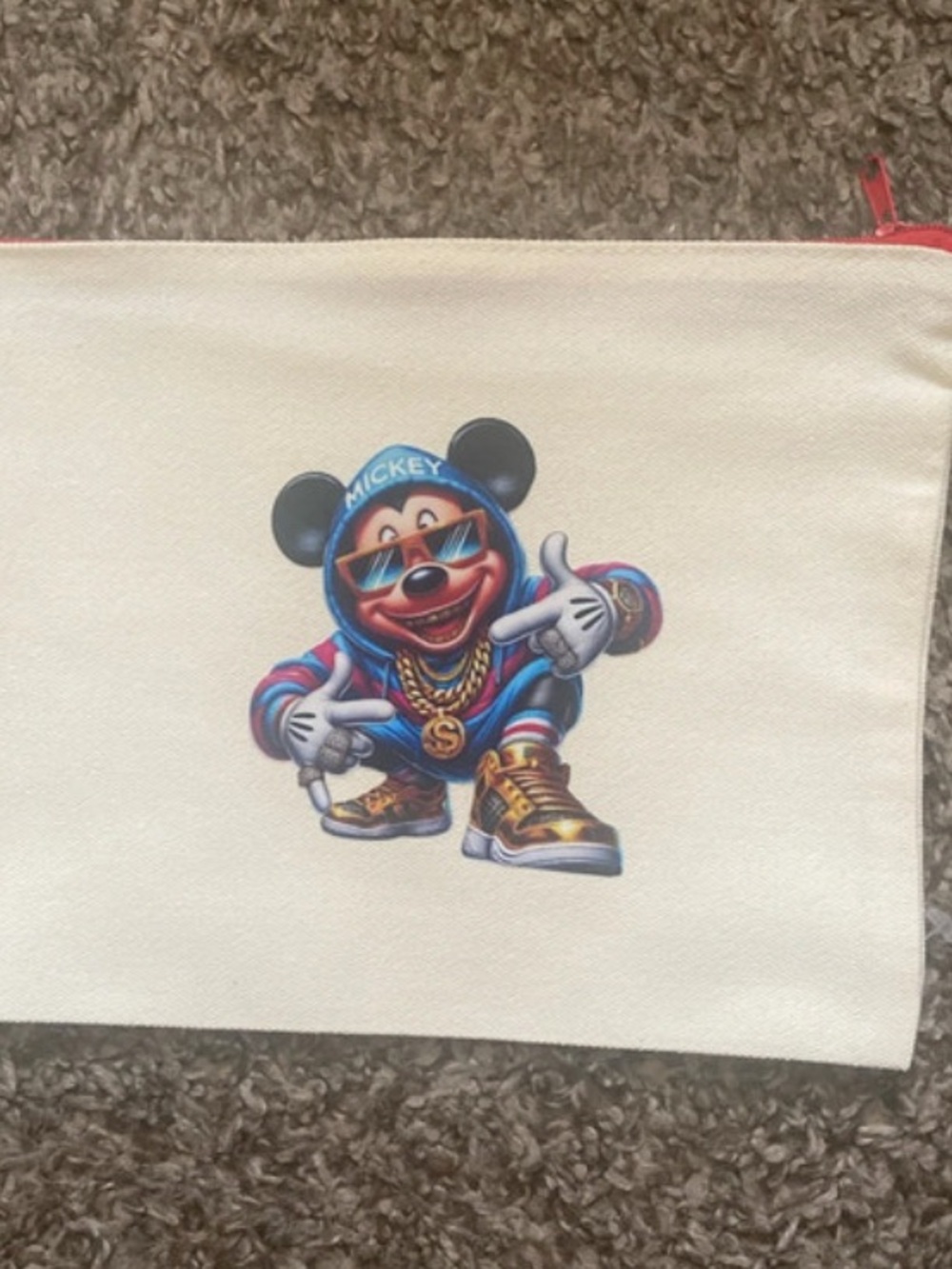 Kids White Canvas Toiletry Pouch with Colorful Hip-Hop Character